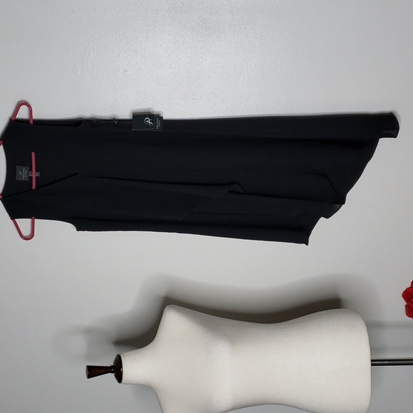 NWT Adrianna Papell Assymetric Drape Front Dress Cascade Black Crepe Chiffon - Picture 10 of 17